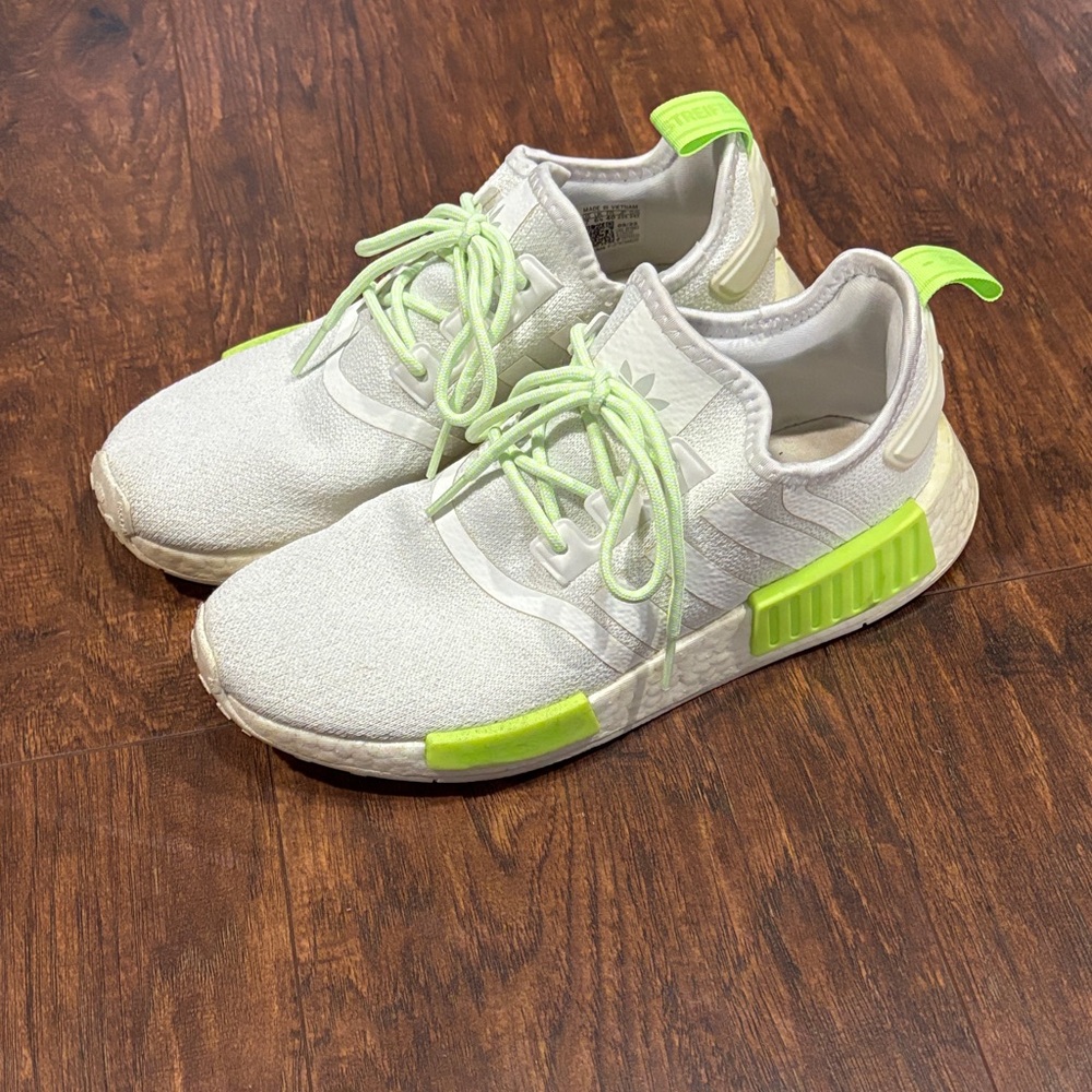 adidas White Sneakers with Neon Green Accents - Picture 4 of 12